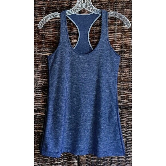 Lululemon Cool Racerback Tank Top XXS Heathered Navy Blue Fitted Stretch Yoga - Picture 1 of 3